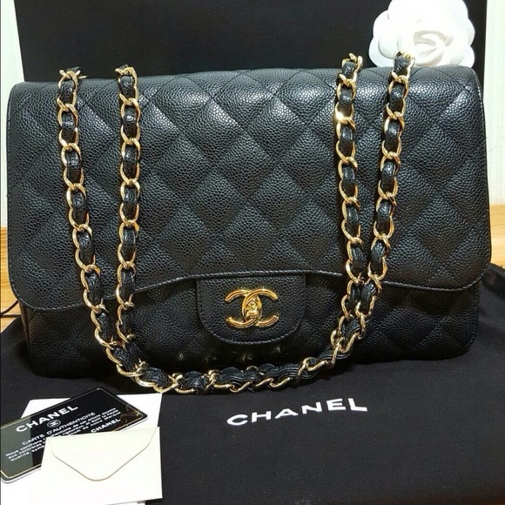 NEW Chanel Jumbo Black Quilted Leather Chain AUTHENTIC NWT Bag